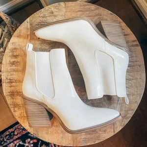White Faux Snakeskin Boots